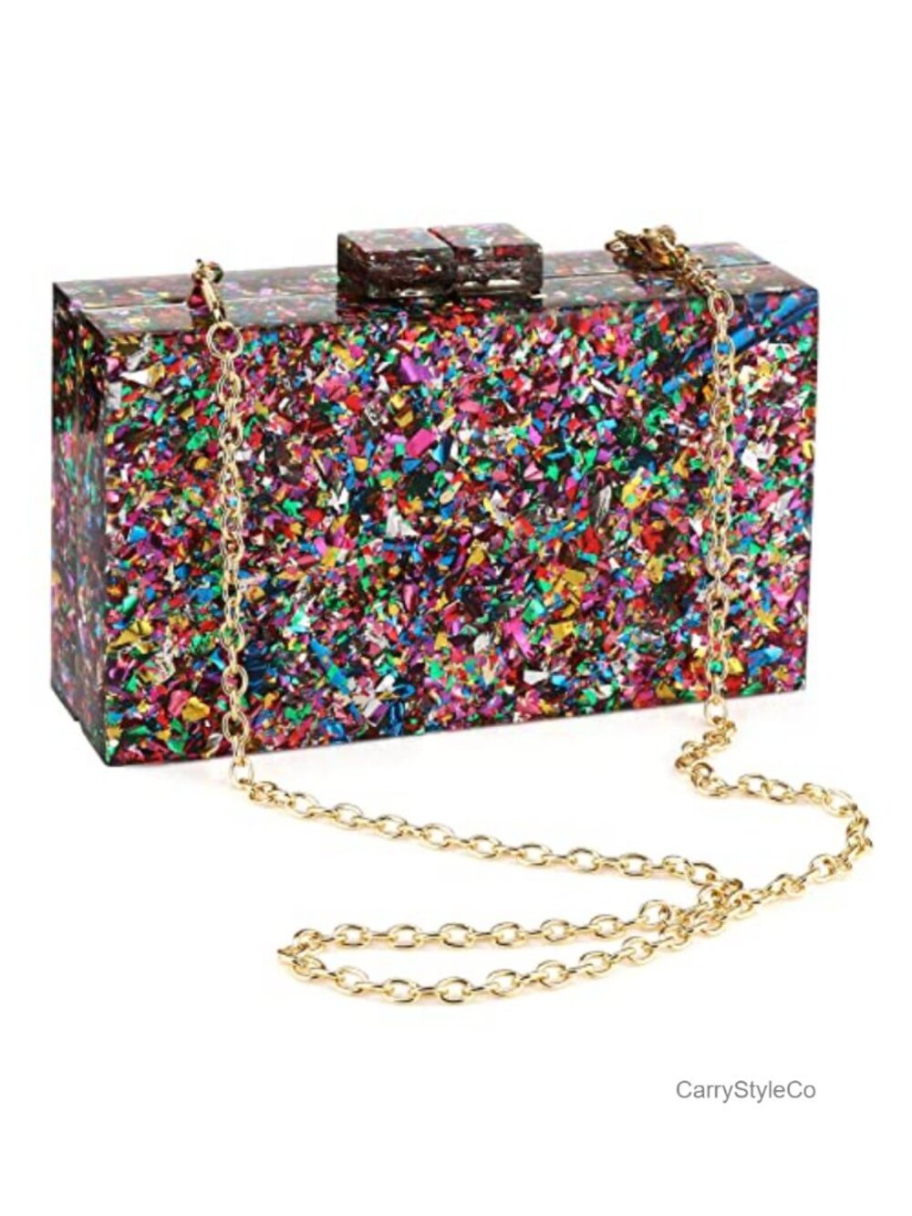 Acrylic Clutch Purse Geometric Evening Bag Detachable Chain Crossbody